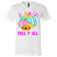 Fall Y'all Season Cute Gift For Her V-Neck T-Shirt