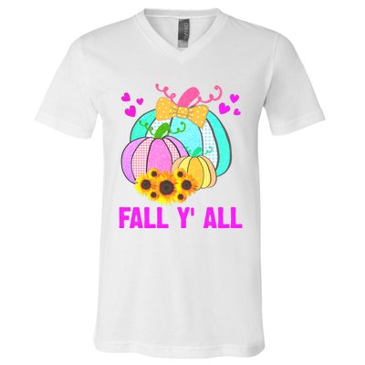 Fall Y'all Season Cute Gift For Her V-Neck T-Shirt