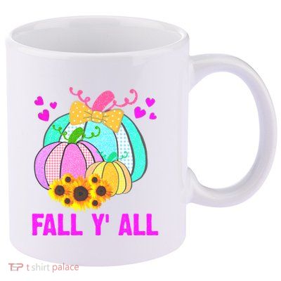 Fall Y'all Season Cute Gift For Her 11oz C Handle Ceramic Mug