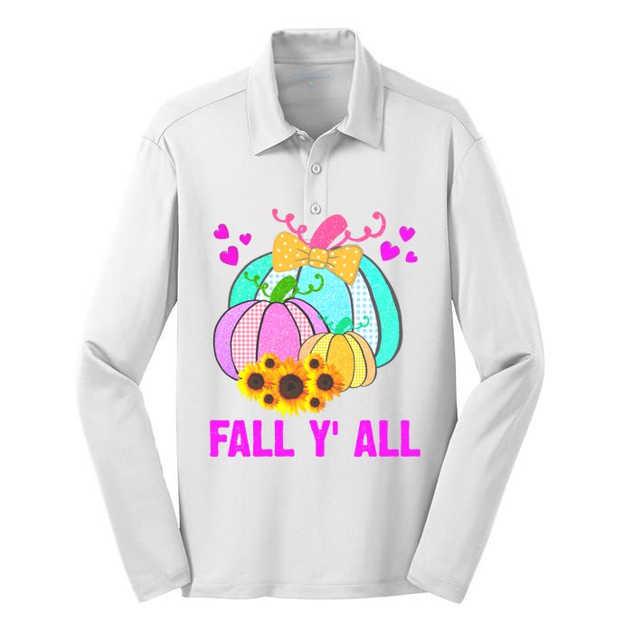 Fall Y'all Season Cute Gift For Her Silk Touch Performance Long Sleeve Polo