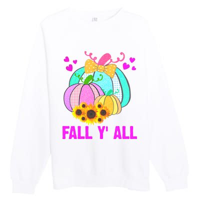 Fall Y'all Season Cute Gift For Her Premium Crewneck Sweatshirt