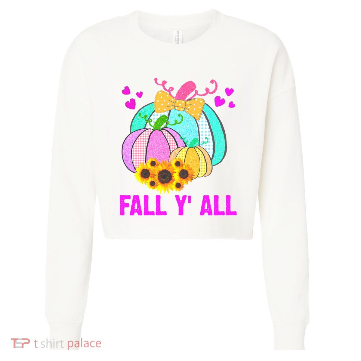 Fall Y'all Season Cute Gift For Her Cropped Pullover Crew