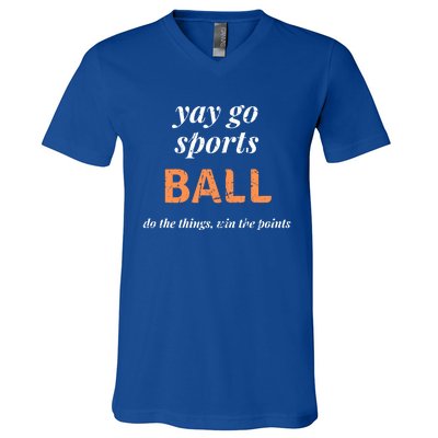 Funny Yay Sports Ball Design Sporty Fan Win The Points Great Gift V-Neck T-Shirt