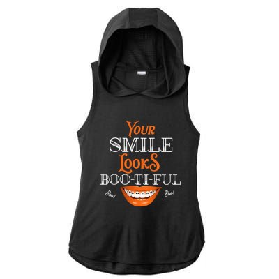 Funny Your Smile Looks BooTiFul Dental Hygienist Halloween Gift Ladies PosiCharge Tri-Blend Wicking Draft Hoodie Tank