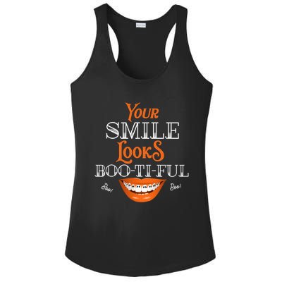 Funny Your Smile Looks BooTiFul Dental Hygienist Halloween Gift Ladies PosiCharge Competitor Racerback Tank