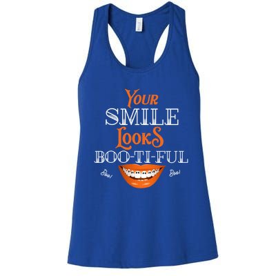 Funny Your Smile Looks BooTiFul Dental Hygienist Halloween Gift Women's Racerback Tank