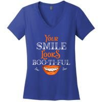 Funny Your Smile Looks BooTiFul Dental Hygienist Halloween Gift Women's V-Neck T-Shirt