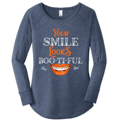 Funny Your Smile Looks BooTiFul Dental Hygienist Halloween Gift Women's Perfect Tri Tunic Long Sleeve Shirt