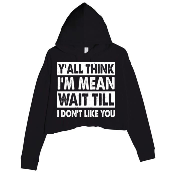 Funny Y'all Think I'm Mean Wait Till I Don't Like You Crop Fleece Hoodie