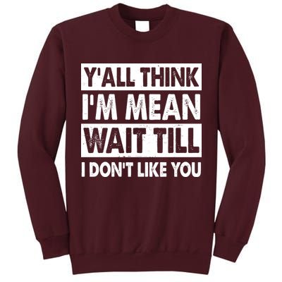 Funny Y'all Think I'm Mean Wait Till I Don't Like You Tall Sweatshirt