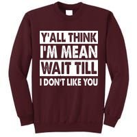 Funny Y'all Think I'm Mean Wait Till I Don't Like You Tall Sweatshirt