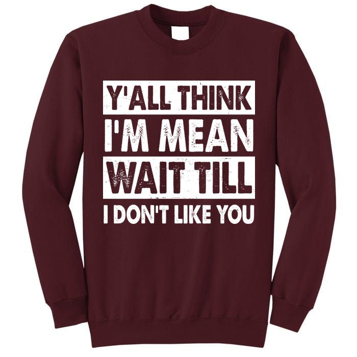 Funny Y'all Think I'm Mean Wait Till I Don't Like You Tall Sweatshirt
