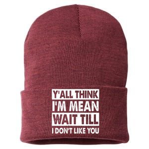 Funny Y'all Think I'm Mean Wait Till I Don't Like You Sustainable Knit Beanie