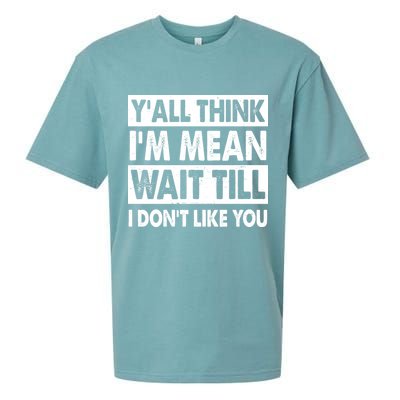 Funny Y'all Think I'm Mean Wait Till I Don't Like You Sueded Cloud Jersey T-Shirt