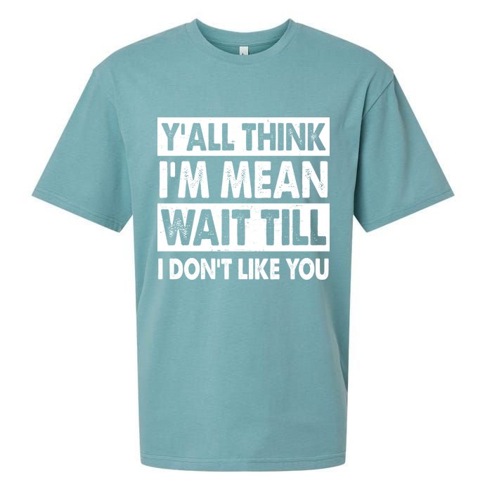 Funny Y'all Think I'm Mean Wait Till I Don't Like You Sueded Cloud Jersey T-Shirt