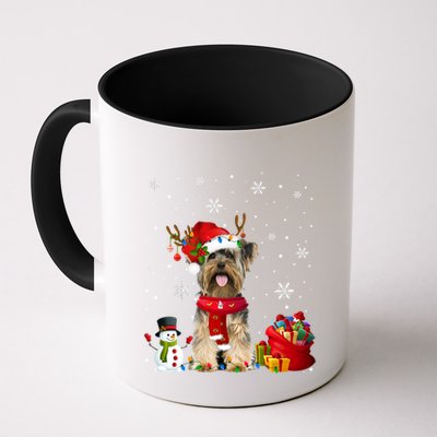 Funny Yorkshire Terrier Christmas Tree Lights Dog Puppy Funny Gift Mug