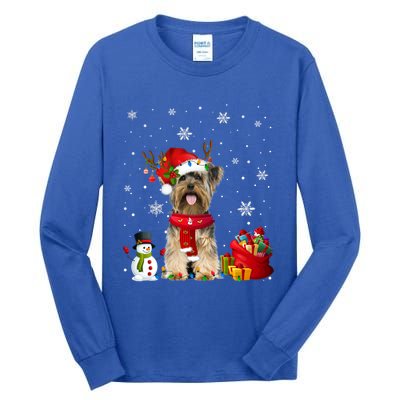 Funny Yorkshire Terrier Christmas Tree Lights Dog Puppy Funny Gift Tall Long Sleeve T-Shirt