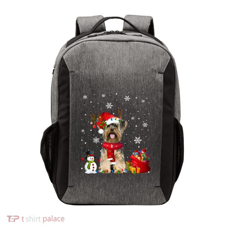 Funny Yorkshire Terrier Christmas Tree Lights Dog Puppy Funny Gift Vector Backpack
