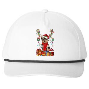 Funny Yorkshire Terrier Reindeer Gift Christmas Horn Light Gift Snapback Five-Panel Rope Hat