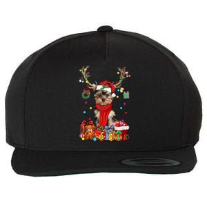 Funny Yorkshire Terrier Reindeer Gift Christmas Horn Light Gift Wool Snapback Cap