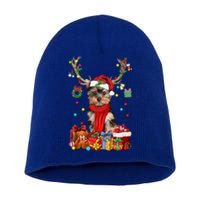 Funny Yorkshire Terrier Reindeer Gift Christmas Horn Light Gift Short Acrylic Beanie