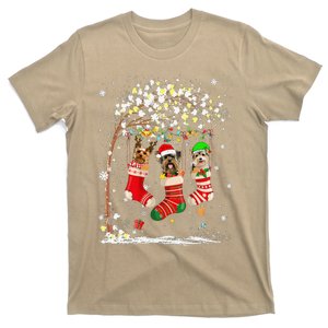 Funny Yorkshire Terrier Dog Tree Christmas Lights Xmas T-Shirt