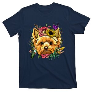 Floral Yorkshire Terrier Botanical Plant Flower T-Shirt