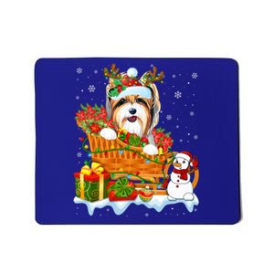 Funny Yorkshire Terrier Dog Cute Santa Sleigh Christmas Gift Mousepad