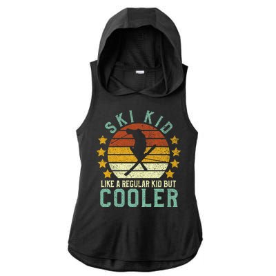 Funny Young Vintage Skier & Skiing Lover Cooler Ladies PosiCharge Tri-Blend Wicking Draft Hoodie Tank