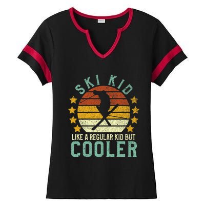 Funny Young Vintage Skier & Skiing Lover Cooler Ladies Halftime Notch Neck Tee