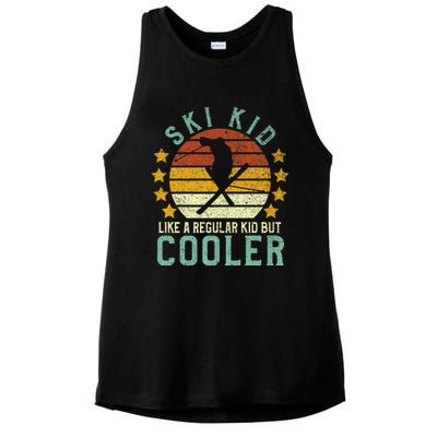 Funny Young Vintage Skier & Skiing Lover Cooler Ladies PosiCharge Tri-Blend Wicking Tank