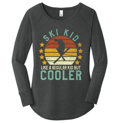 Funny Young Vintage Skier & Skiing Lover Cooler Women's Perfect Tri Tunic Long Sleeve Shirt