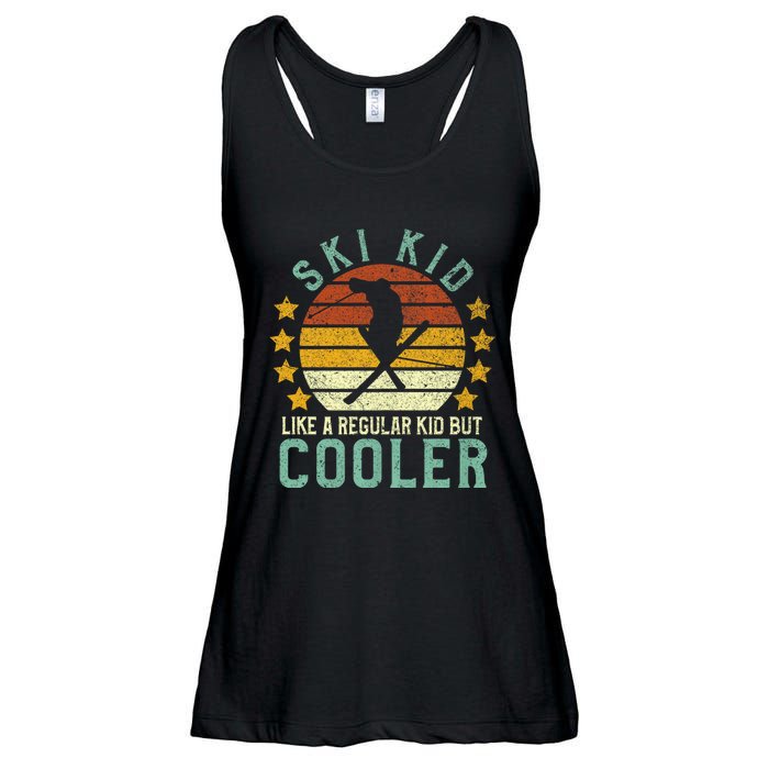 Funny Young Vintage Skier & Skiing Lover Cooler Ladies Essential Flowy Tank