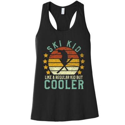 Funny Young Vintage Skier & Skiing Lover Cooler Women's Racerback Tank