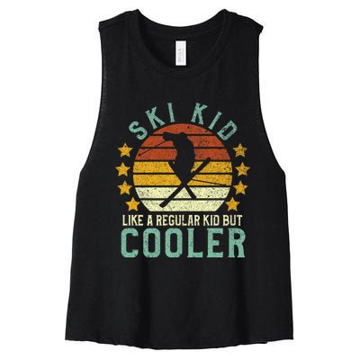 Funny Young Vintage Skier & Skiing Lover Cooler Women's Racerback Cropped Tank