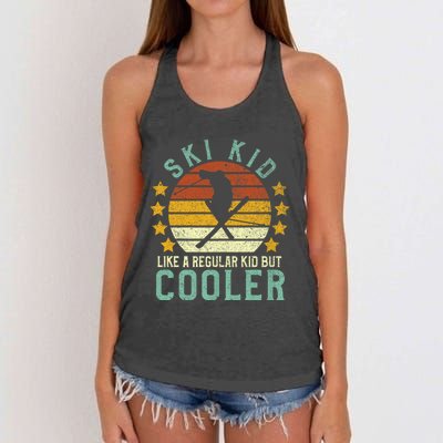 Funny Young Vintage Skier & Skiing Lover Cooler Women's Knotted Racerback Tank