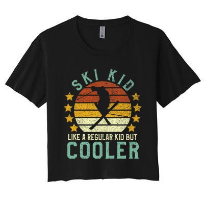 Funny Young Vintage Skier & Skiing Lover Cooler Women's Crop Top Tee