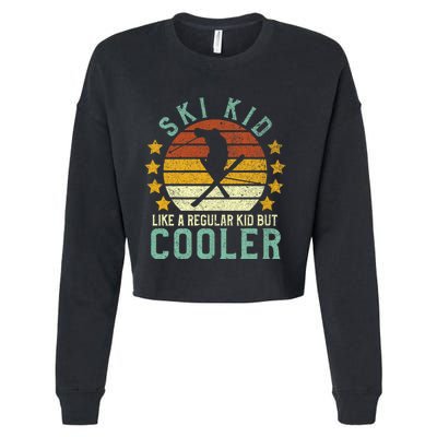 Funny Young Vintage Skier & Skiing Lover Cooler Cropped Pullover Crew