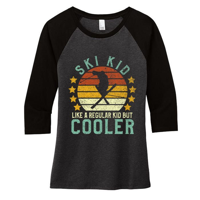 Funny Young Vintage Skier & Skiing Lover Cooler Women's Tri-Blend 3/4-Sleeve Raglan Shirt