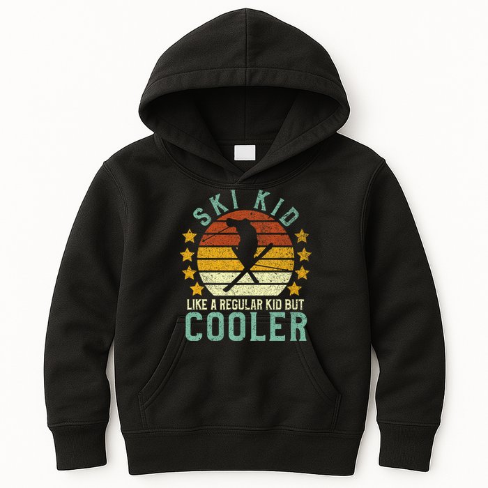 Funny Young Vintage Skier & Skiing Lover Cooler Kids Hoodie