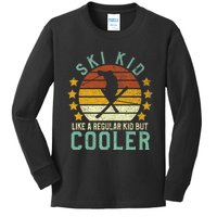 Funny Young Vintage Skier & Skiing Lover Cooler Kids Long Sleeve Shirt