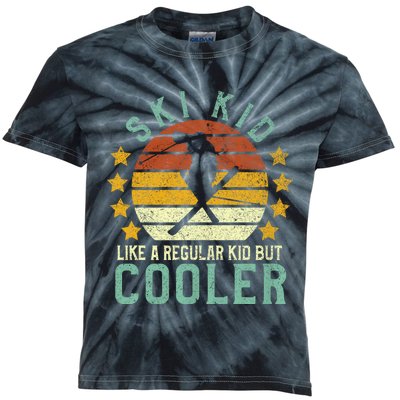 Funny Young Vintage Skier & Skiing Lover Cooler Kids Tie-Dye T-Shirt