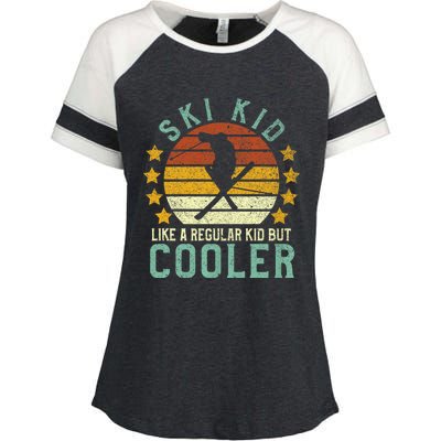 Funny Young Vintage Skier & Skiing Lover Cooler Enza Ladies Jersey Colorblock Tee