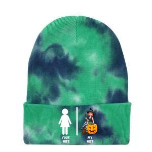 Funny Your Wife My Wife Halloween Mom Witch Pumpkin Outfit Gift Tie Dye 12in Knit Beanie