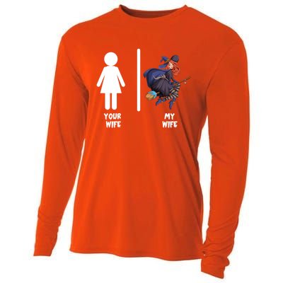 Funny Your Wife My Wife Halloween Mom Witch Pumpkin Outfit Cool Gift Cooling Performance Long Sleeve Crew