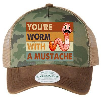 Funny Youre Worm With A Mustache Vintage Retro Mustache Legacy Tie Dye Trucker Hat