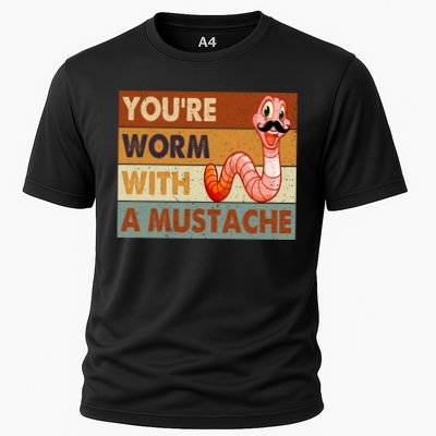 Funny Youre Worm With A Mustache Vintage Retro Mustache Performance Shirt