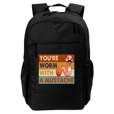 Funny Youre Worm With A Mustache Vintage Retro Mustache Backpack