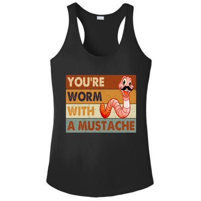 Funny Youre Worm With A Mustache Vintage Retro Mustache Ladies PosiCharge Competitor Racerback Tank