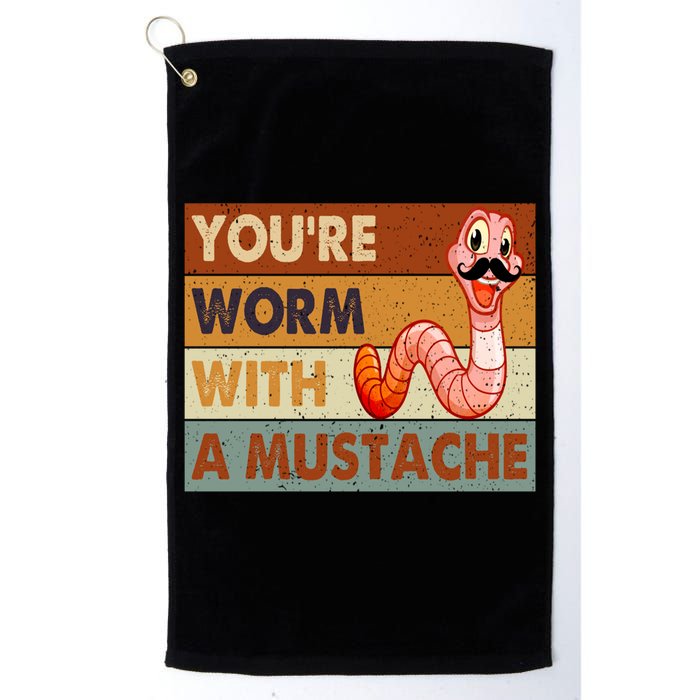 Funny Youre Worm With A Mustache Vintage Retro Mustache Golf Towel